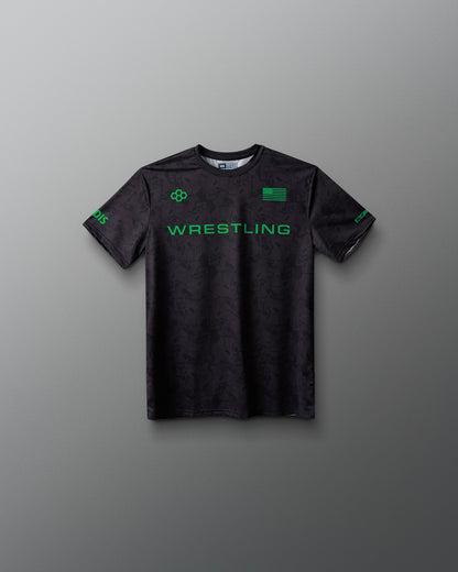 T-shirt sublimé pour jeunes avec logo Wrestling et camouflage noir