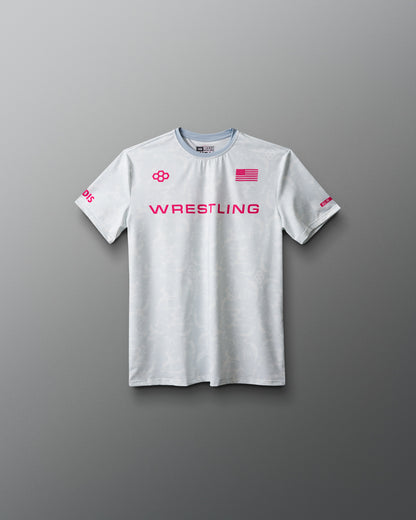 T-shirt camouflage sublimé pour jeunes avec logo de lutte