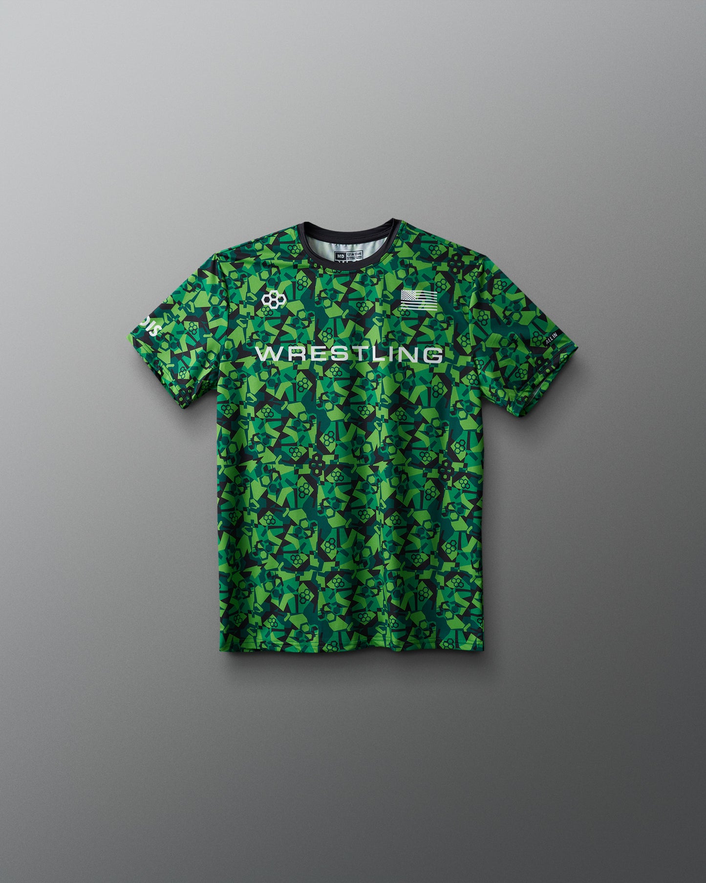 T-shirt camouflage sublimé pour jeunes avec logo de lutte