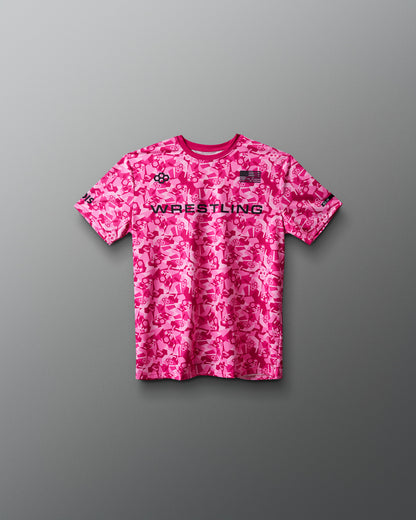 T-shirt camouflage sublimé pour jeunes avec logo de lutte