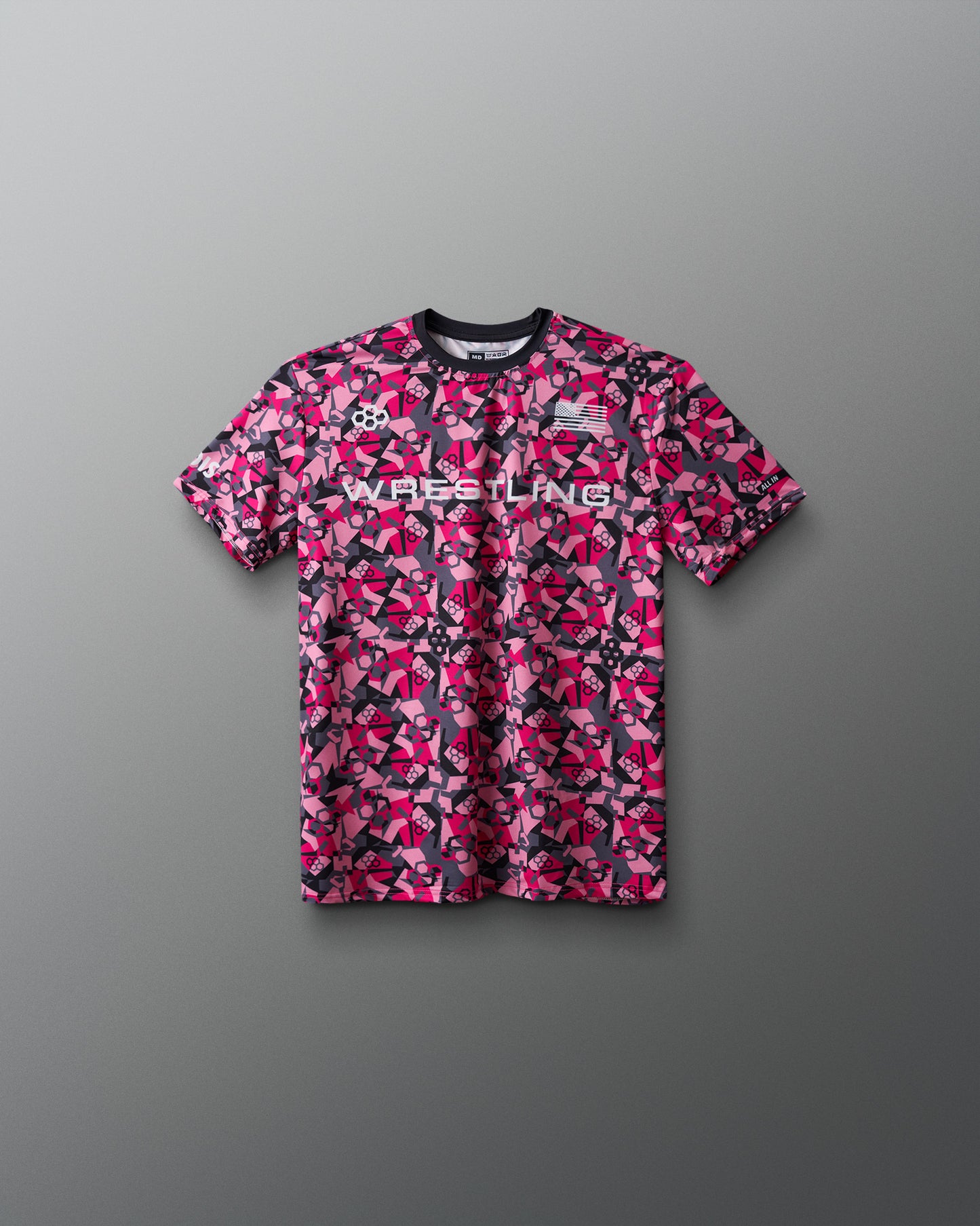 T-shirt camouflage sublimé pour jeunes avec logo de lutte