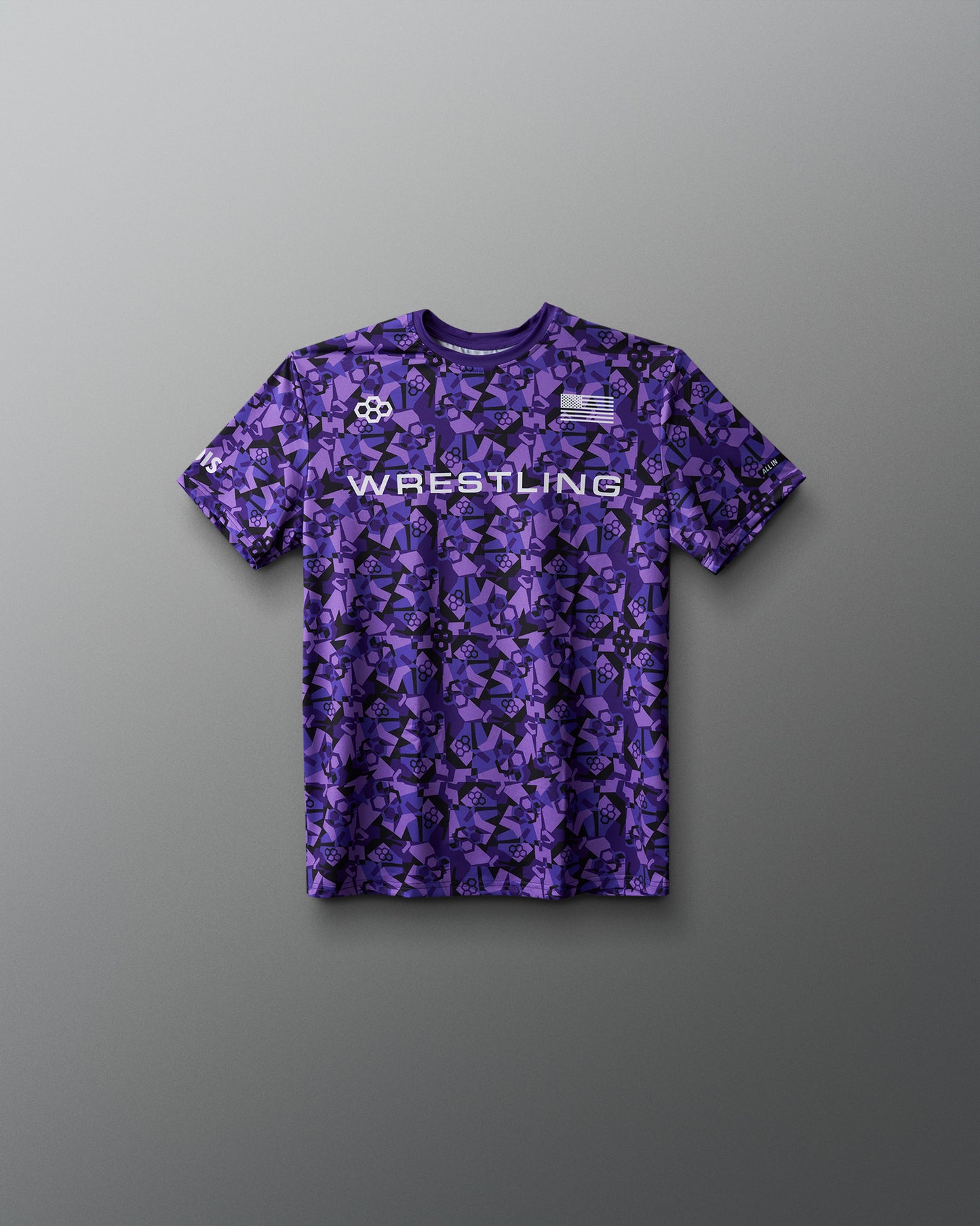 T-shirt camouflage sublimé pour jeunes avec logo de lutte
