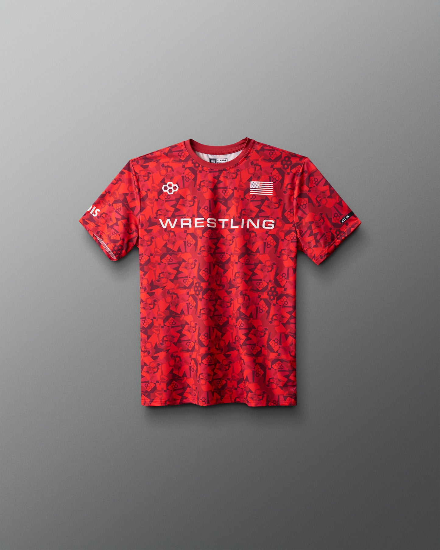 T-shirt camouflage sublimé pour jeunes avec logo de lutte