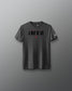 Gray t-shirt with text on a gray background