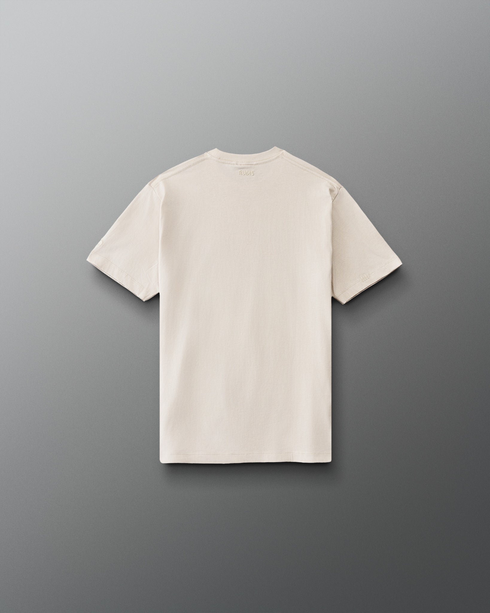 Back view of RUDIS Youth Wrestling Classic Cotton T-Shirt in Bone featuring subtle tonal RUDIS branding below the collar.