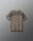 Back view of RUDIS youth wrestling graphic T-shirt in Dark Olive with oversized WRESTLING lettering, A WAY OF LIFE text, and Hex logo.
