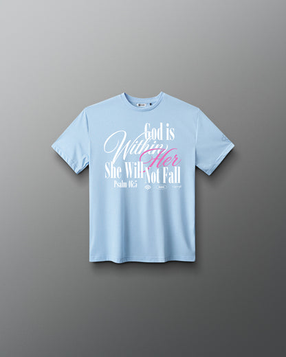 Light blue t-shirt with 'A WAY OF LIFE' text on a gray background