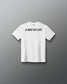 White t-shirt with 'A Way of Life' text on a gray background