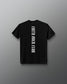 Back of the black RUDIS Cross Youth Elite Super Soft T-Shirt featuring vertical white “Faith Over Fear” lettering and tonal RUDIS neck branding.