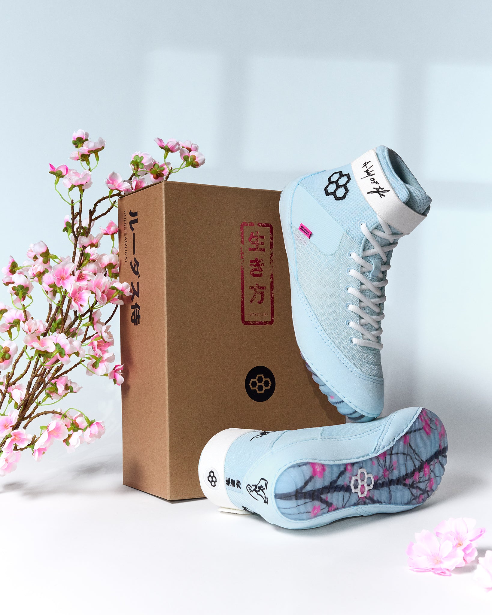 RUDIS Samurai Speed Youth Wrestling Shoes - Cherry Blossom