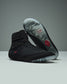 RUDIS Samurai Speed Youth Wrestling Shoes in Wabi-Sabi black, showing textured mesh uppers, red accents, ankle straps, and translucent outsoles with Japanese-inspired artwork.