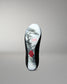Bottom view of the RUDIS Samurai Speed Youth Wabi-Sabi wrestling shoe featuring a translucent outsole with Japanese-inspired landscape artwork and red RUDIS emblem.