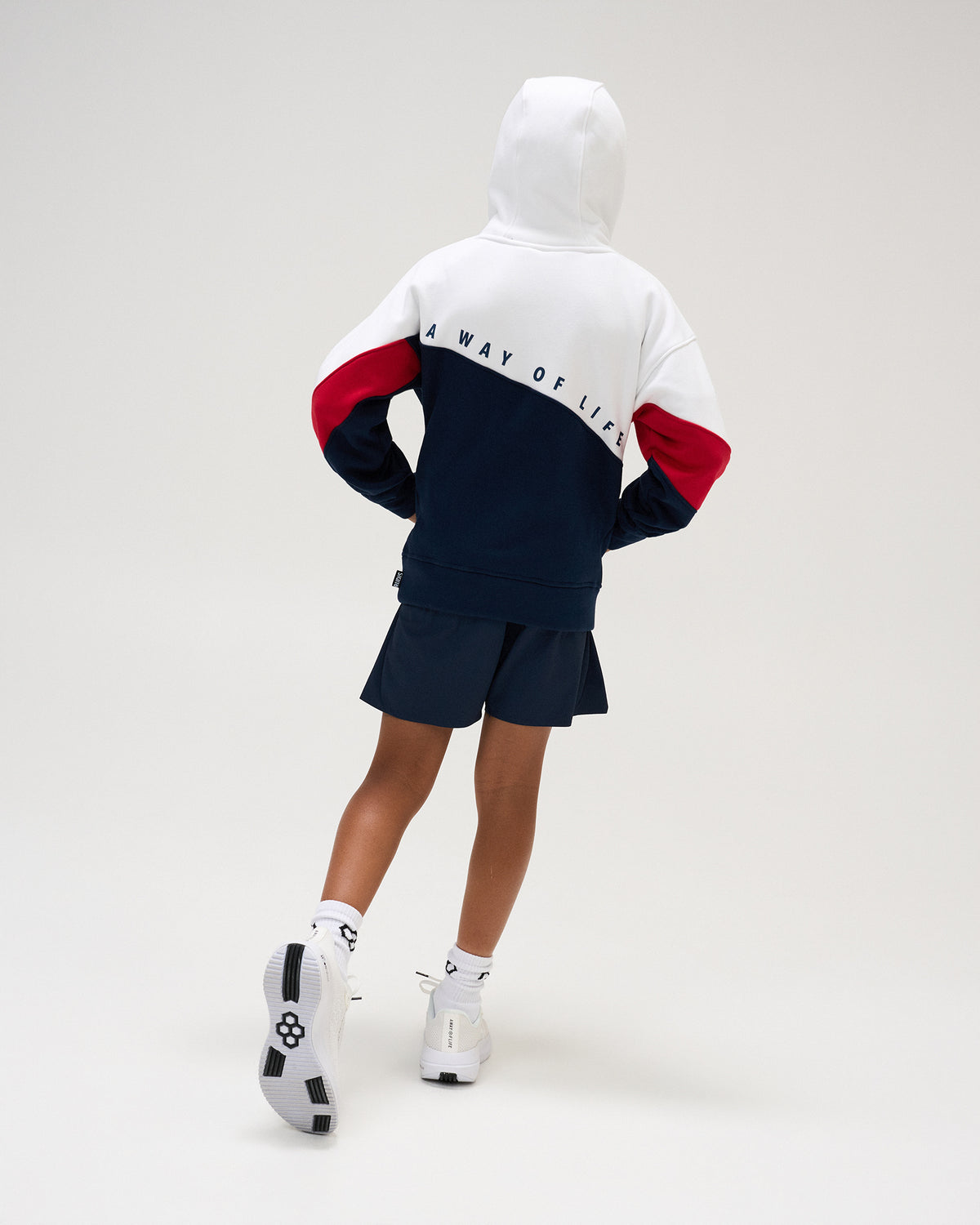 Sweat à capuche RUDIS Colorblock pour jeunes - Marine/Blanc/Rouge