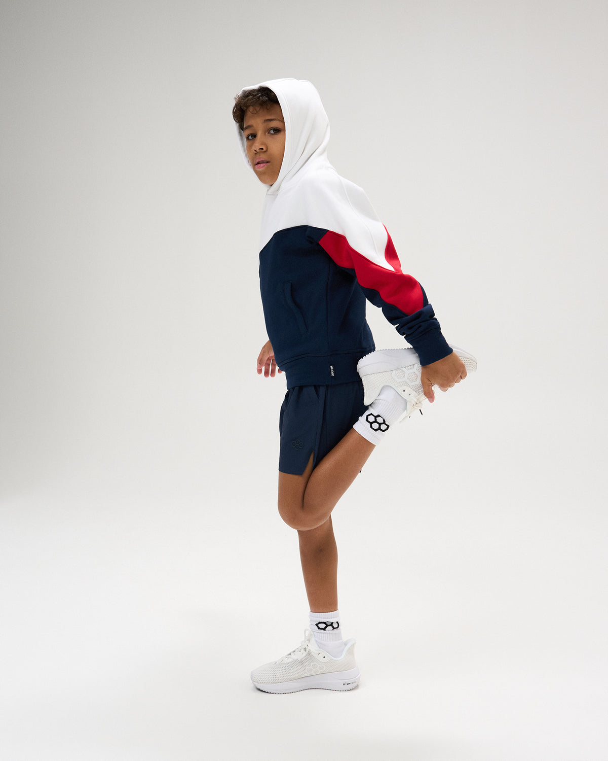 Sweat à capuche RUDIS Colorblock pour jeunes - Marine/Blanc/Rouge