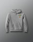 Gray hoodie with a colorful graphic on a gray background