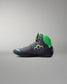 Navy and green Wrestling shoe on a gray background