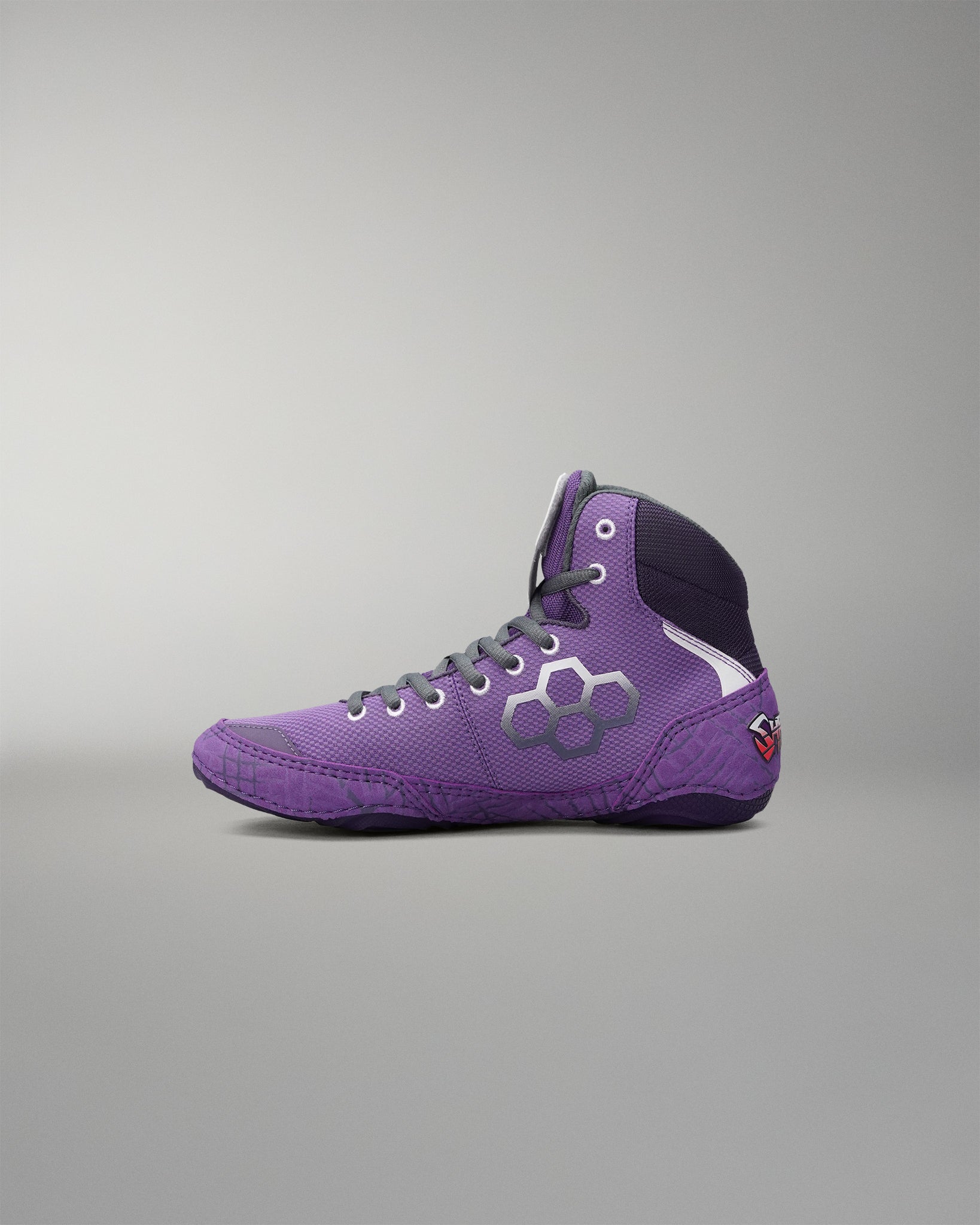 Purple RUDIS Colt 4.0 Shredder wrestling shoe shown from the medial side.