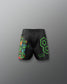 Black shorts with colorful designs on a gray background. TMNT. Teenage Mutant Ninja Turtle