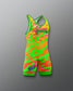 Colorful wrestling singlet with 'Teenage Mutant Ninja Turtles' branding on a gray background