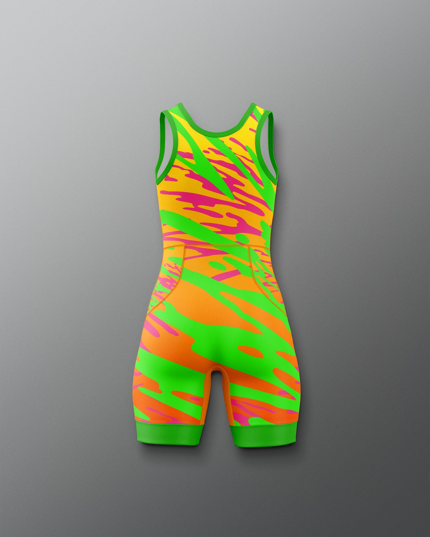 Neon colorful leotard on a gray background