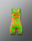 Neon colorful leotard on a gray background