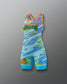 Blue and green wrestling singlet with 'Teenage Mutant Ninja Turtle' Branding and orange accents on a gray background