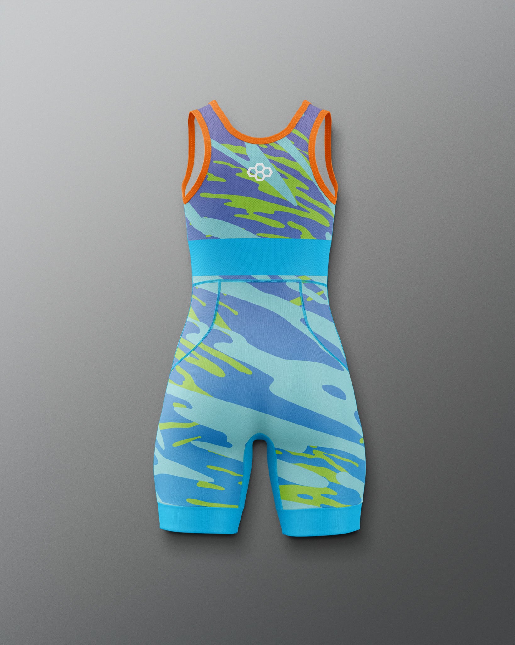 Colorful wrestling singlet with a pattern on a gray background