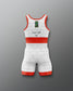 Wrestling singlet with brick pattern on a gray background