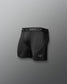 Black athletic shorts with 'RUDIS' branding on a gray background