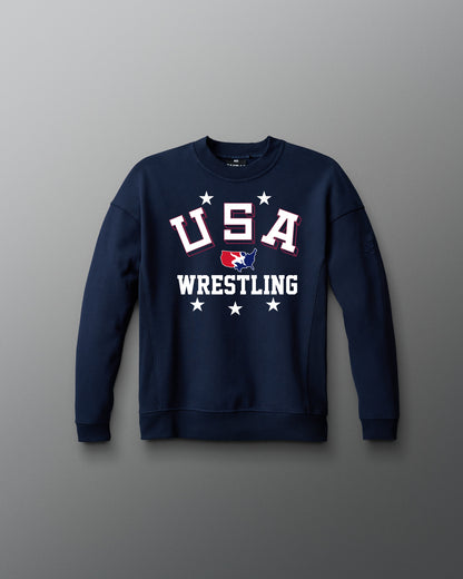 Pull ras du cou rétro USA Wrestling pour jeunes poids lourds Titan