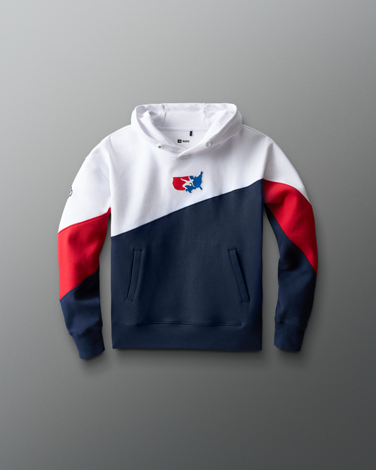 USA Wrestling Map Youth 280 Tech Fleece Colorblock Hoodie - Navy/White/Red