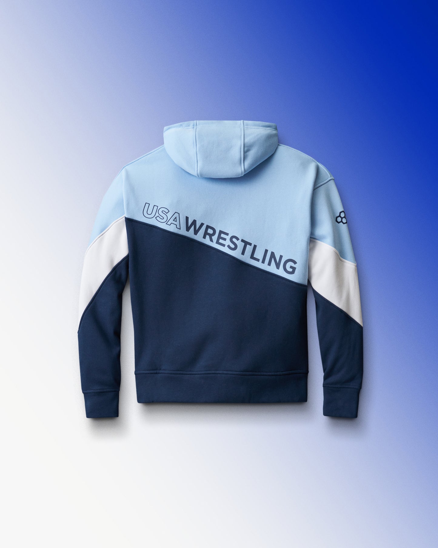 USA Wrestling Fleece Colorblock Youth Hoodie - Navy/Light Blue/White