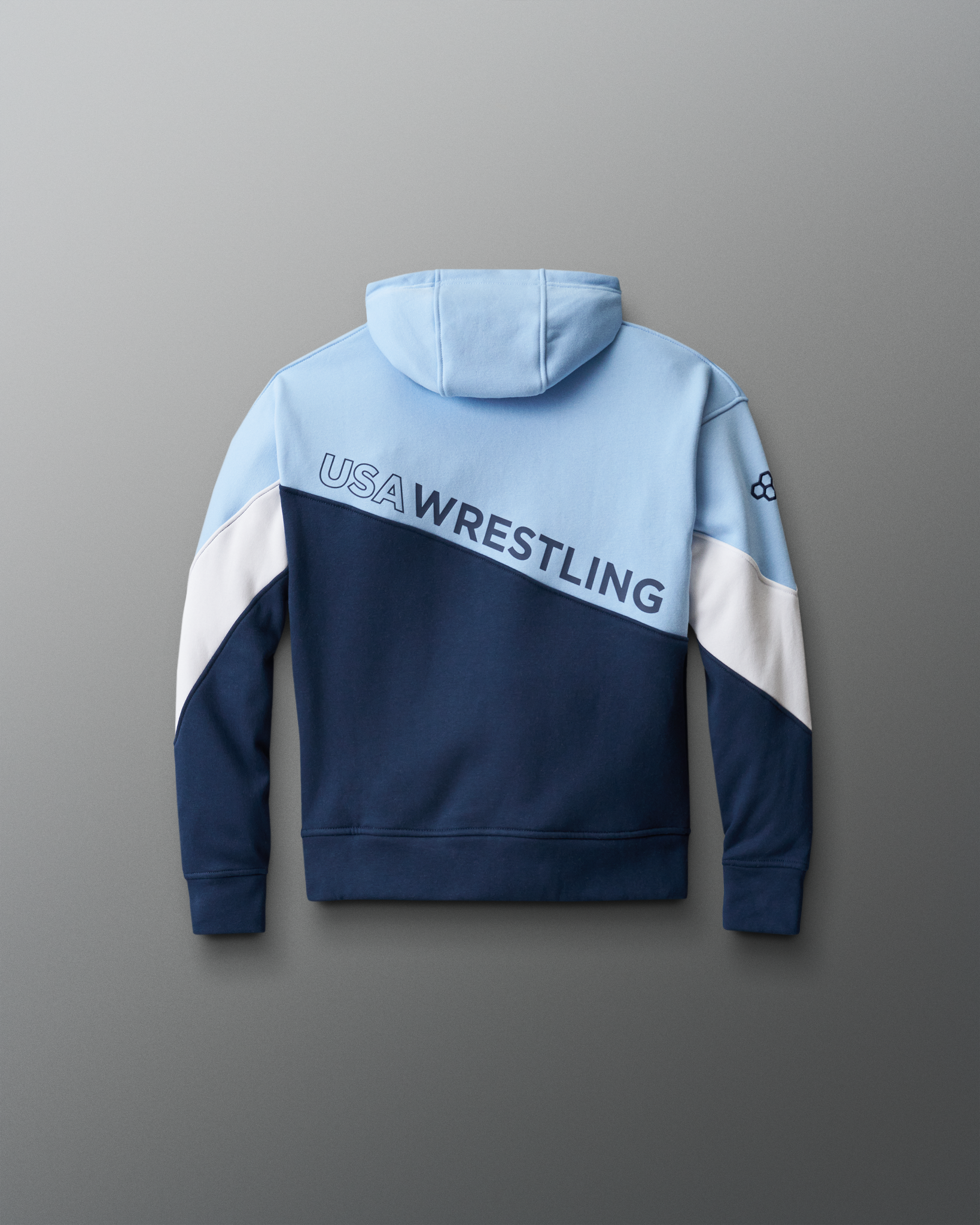 USA Wrestling Fleece Colorblock Youth Hoodie - Navy/Light Blue