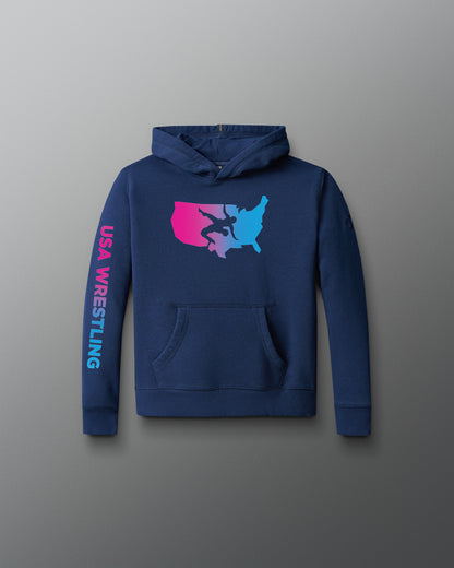 Sweat à capuche en polaire confortable pour jeunes USA Wrestling Gradient