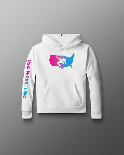 Sweat à capuche en polaire confortable pour jeunes USA Wrestling Gradient
