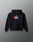 Black hoodie with a colorful USA Wrestling logo on a gray background