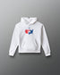 White hoodie with a colorful USA Wrestling logo on a gray background