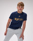 Person wearing a navy blue 'USA Wrestling' t-shirt on a gray background