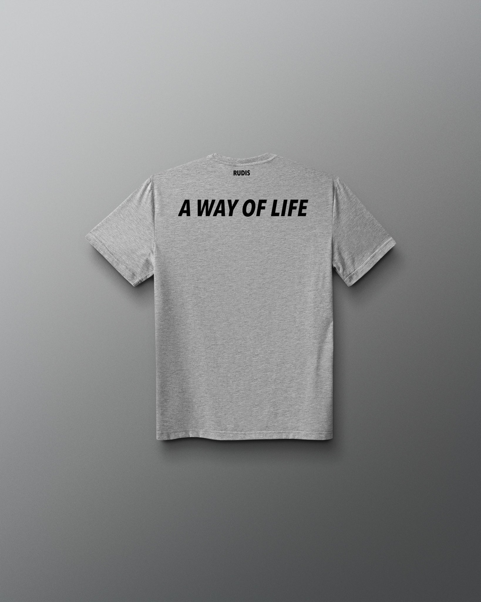 Back view of the athletic gray RUDIS USA Wrestling Map Youth Elite Super Soft T-Shirt with black “A Way of Life” graphic.