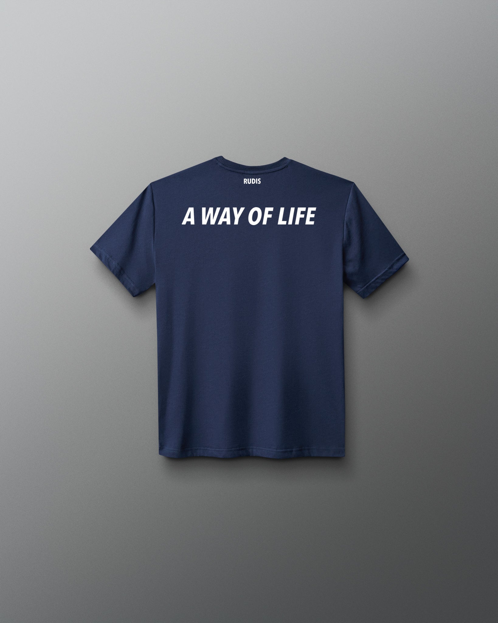 Back view of the navy RUDIS USA Wrestling Map Youth Elite Super Soft T-Shirt with white “A Way of Life” graphic.