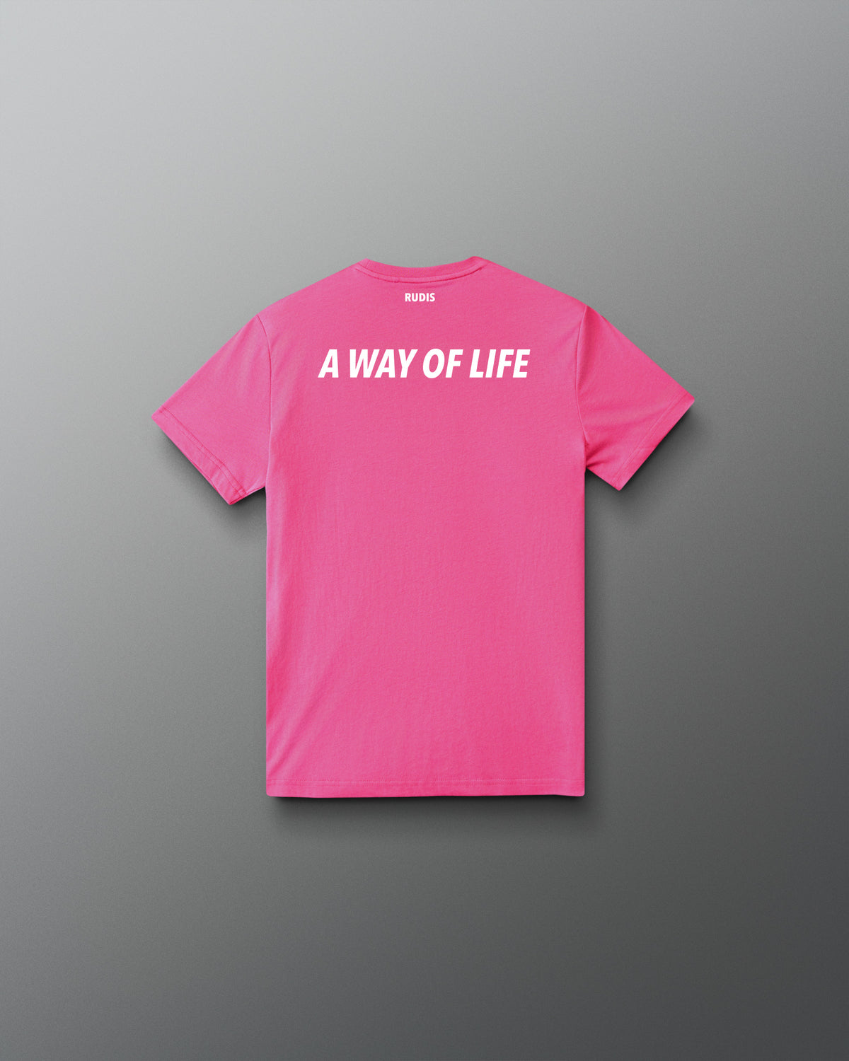 Back view of the pink RUDIS USA Wrestling Map Youth Elite Super Soft T-Shirt with white “A Way of Life” graphic.