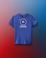 Blue t-shirt with wrestling world championships design on a gradient background. United World Wrestling, Zagreb