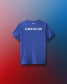 Blue t-shirt with 'A Way of Life' text on a gradient background