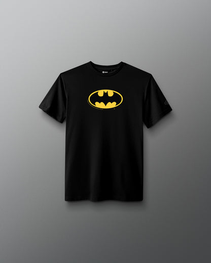 RUDIS Batman Icon Youth Elite Super Soft T-Shirt in black with yellow Batman logo centered on the chest.
