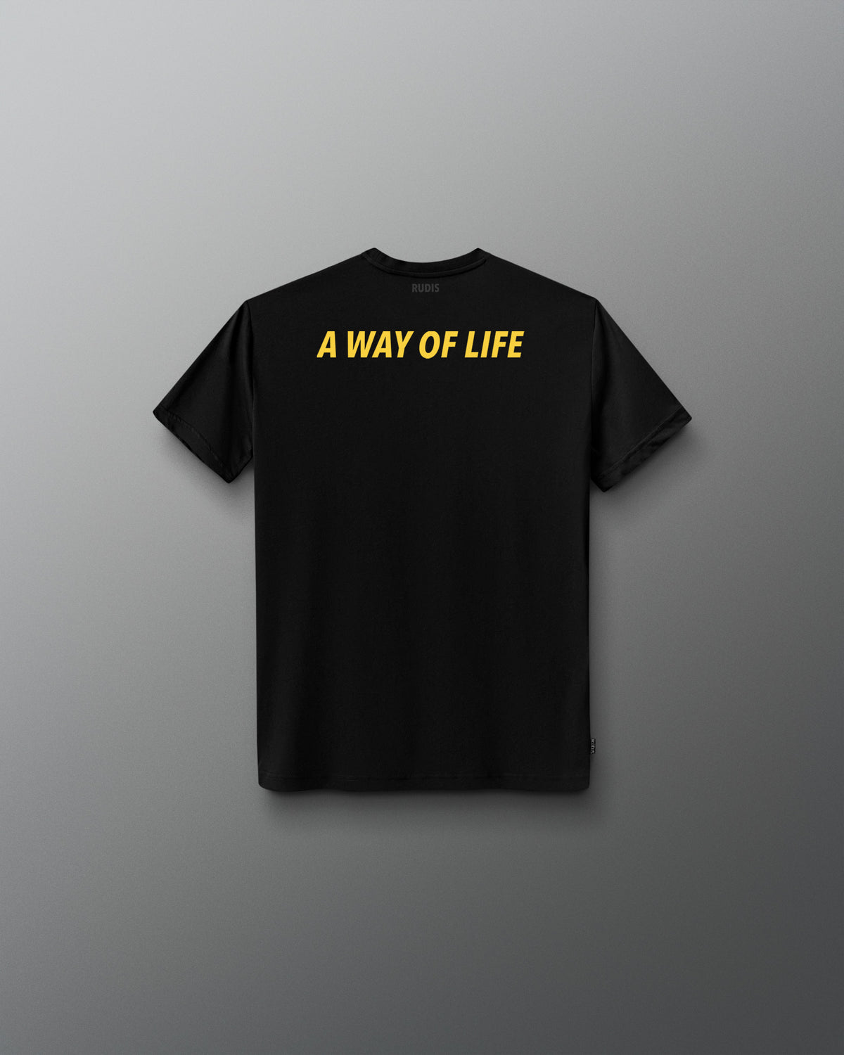 Back of the RUDIS Batman Icon Youth Elite Super Soft T-Shirt in black with yellow A WAY OF LIFE graphic across the shoulders.