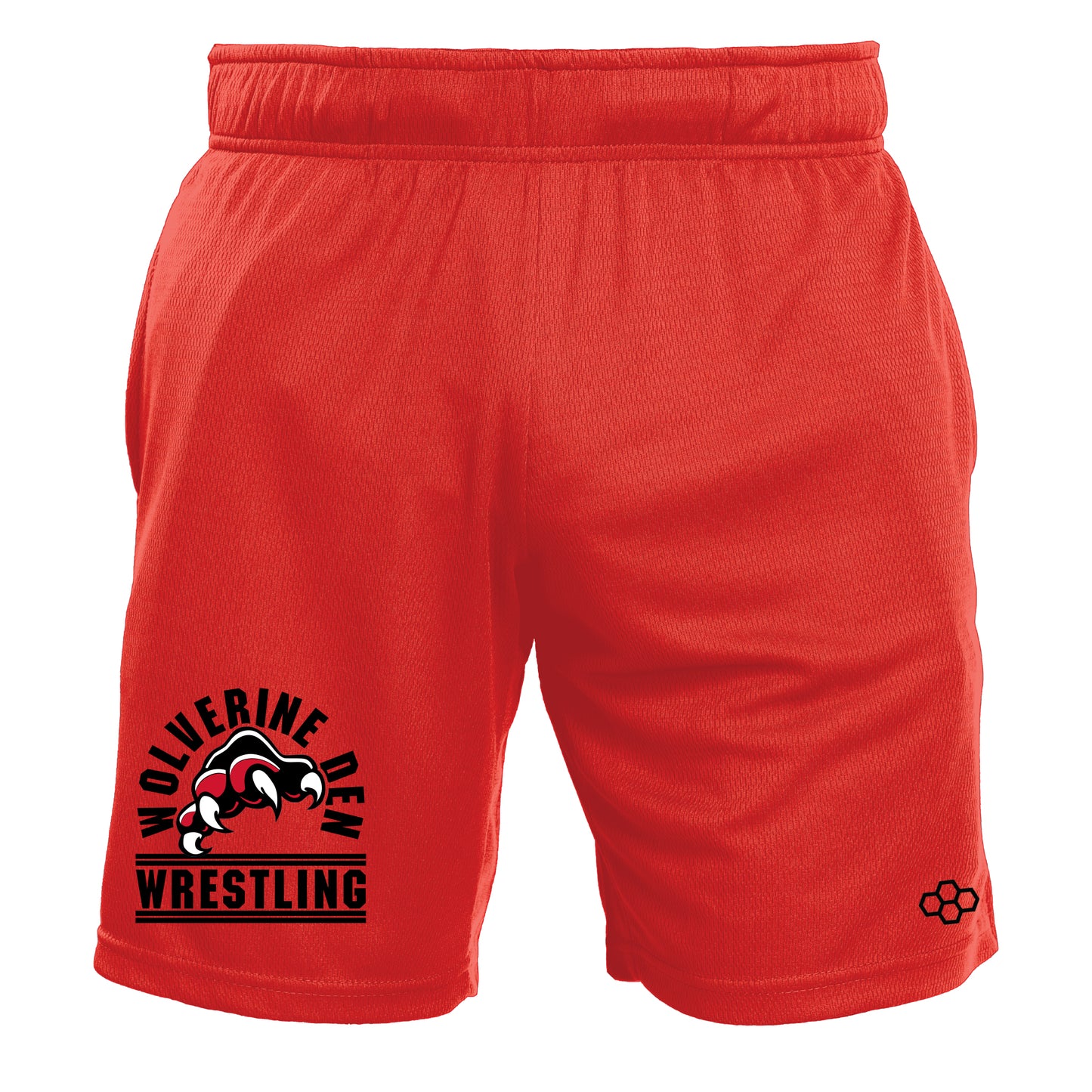 8" Mesh Shorts-Unisex--Wolverine Den Wrestling Team Store Red